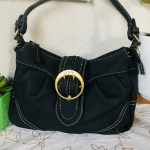 Chaps Shoulder Purse Black With Bronze Buckle